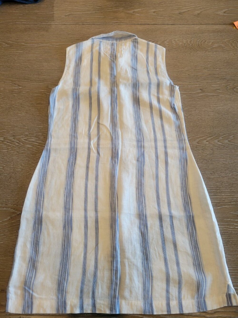 MALVIN Hamburg Germany Blue White Striped Linen Ramie Sleeveless Dress US 8 - Picture 2 of 5
